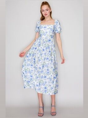 Floral Crossed Back Midi Dress NWT